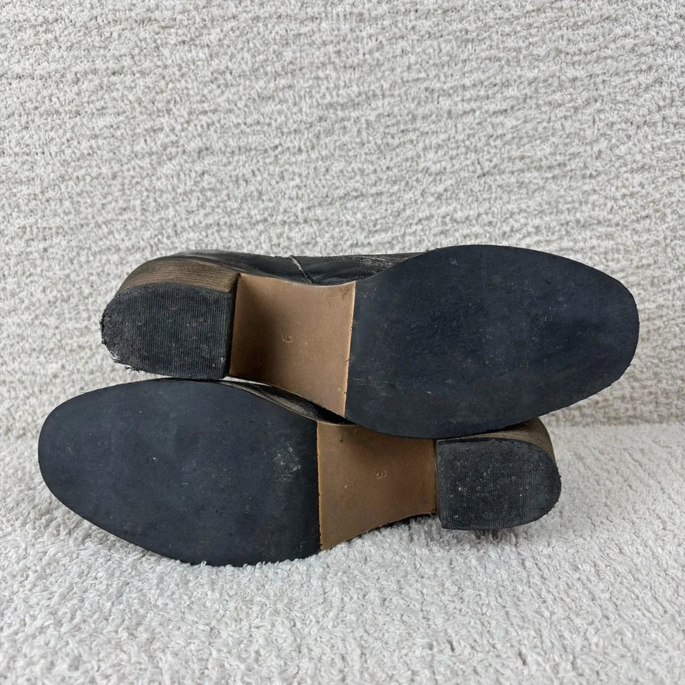 Womens Tie-Dye Black Gray Leather Ankle Booties